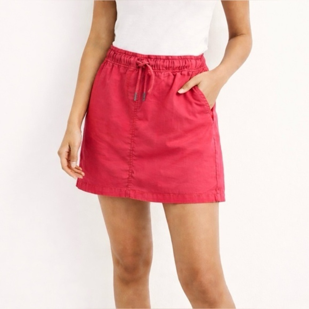 ❤️Croft & Barrow Pinkish Red Cotton Mini Skirt Elastic Waist Drawstring XXS P